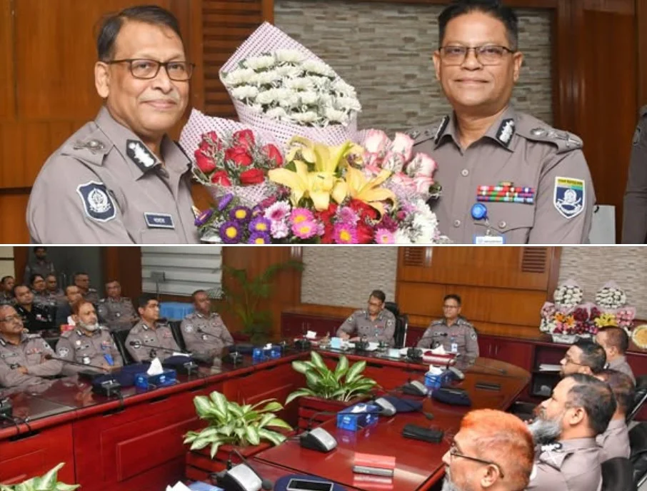 নবনিযুক্ত ও বিদায়ী আইজিপির সম্মানে সংবর্ধনা